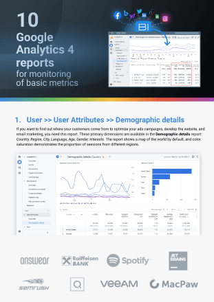 10 Google Analytics 4 reports for monitoring of basic metrics