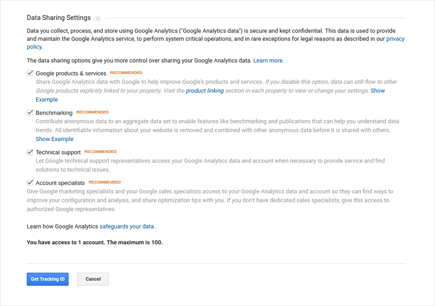 data sharing settings