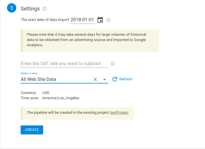 cost data setup