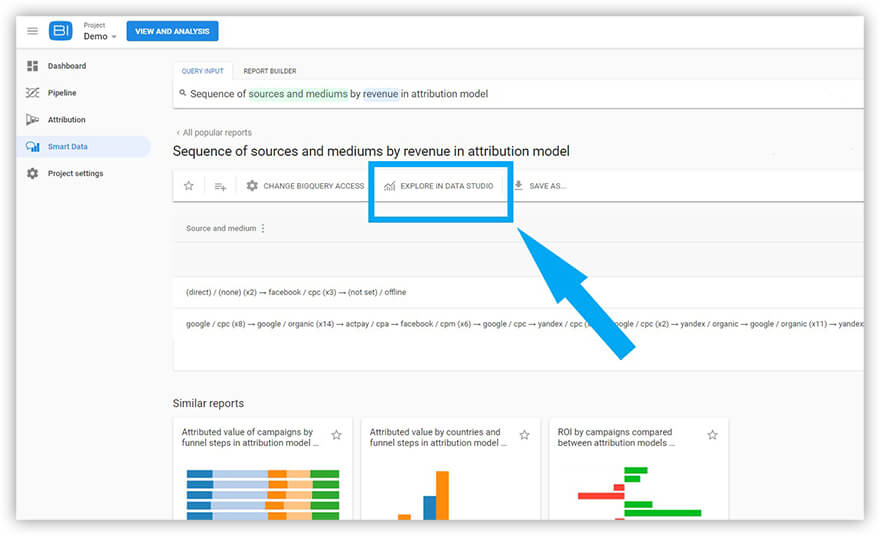 exporting reports to Google Data Studio