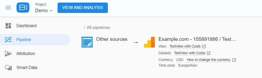 settings of a pipeline