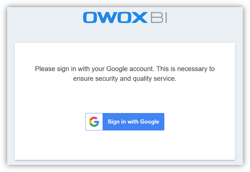 log in OWOX BI project