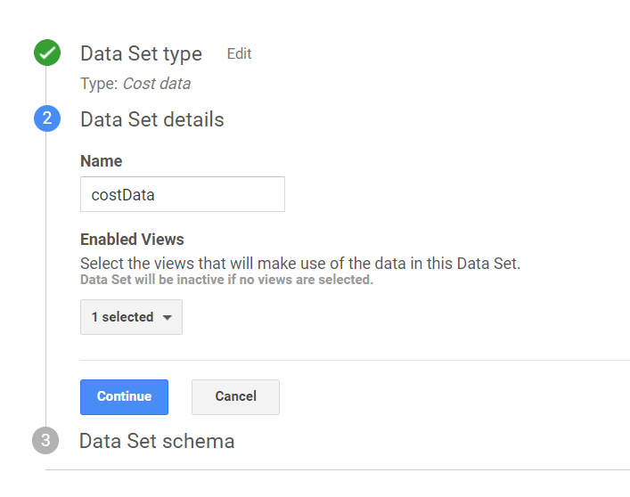 fill in the data set details