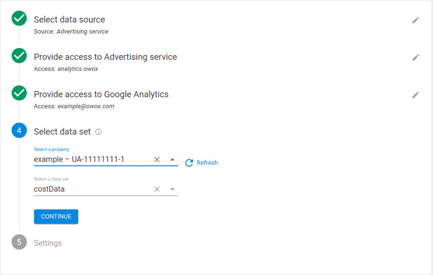 specify a data set