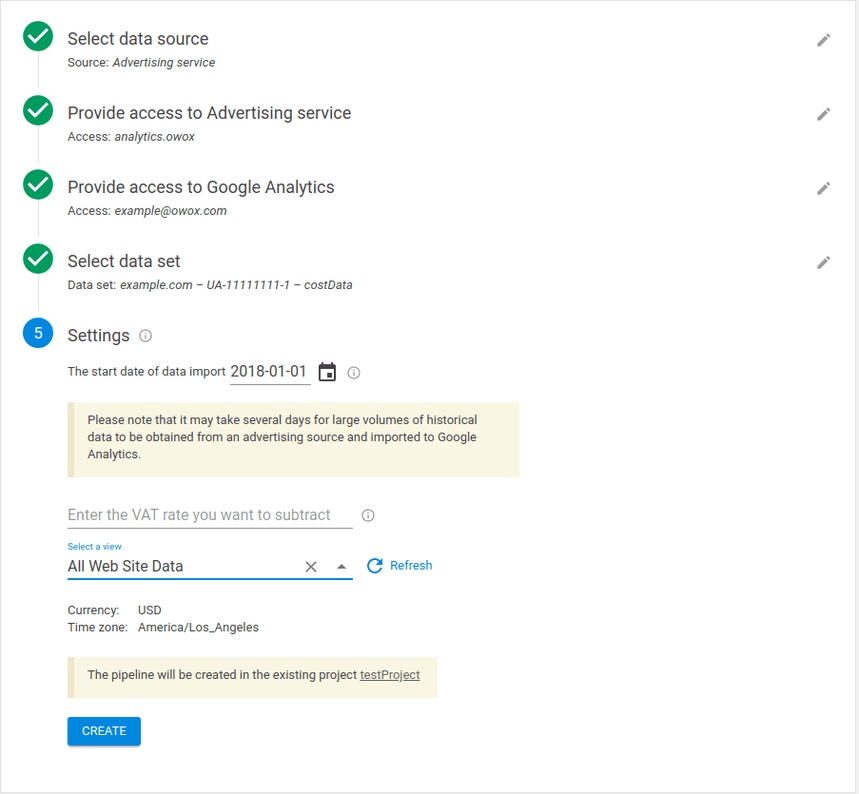 tha start date of data import