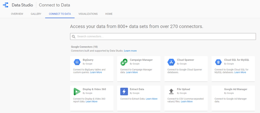 data sources in Google Data Studio