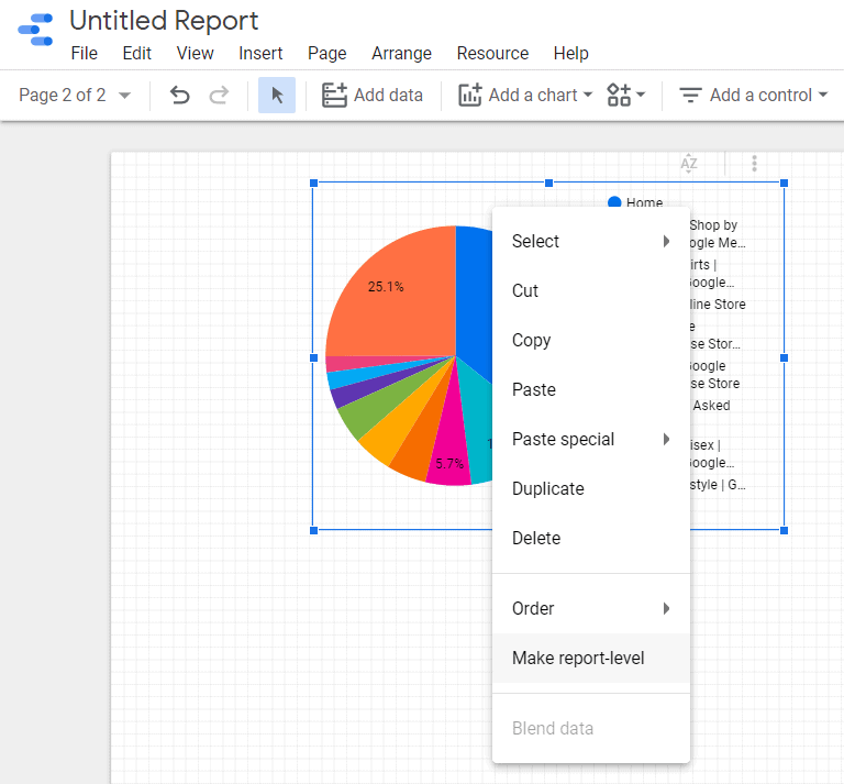 Page- and report-leveled elements