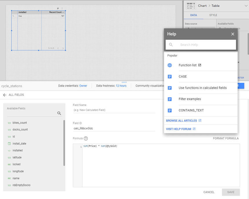 Calculating fields