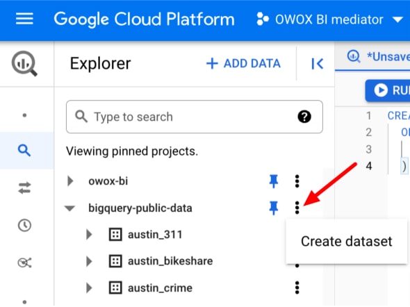 Create a dataset in a GBQ