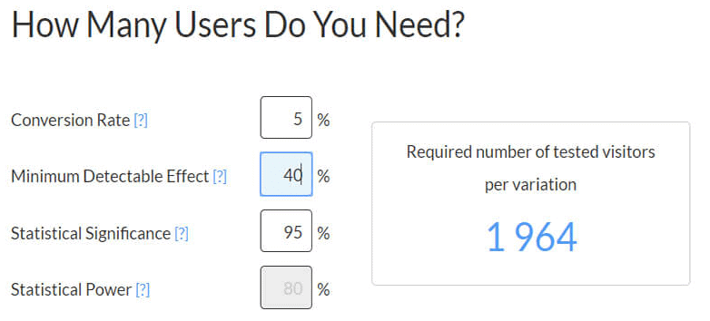 Calculator of the sample size