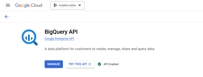 BigQuery API is enabled