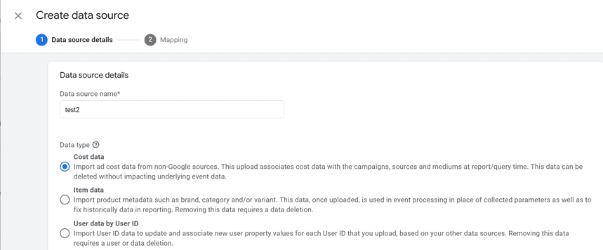 Cost Data as the Data type