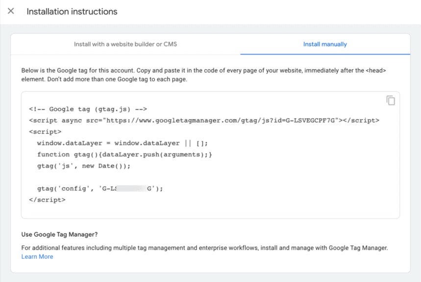 tracking code Google Analytics 4