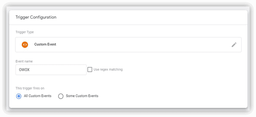 Create a trigger of the type Custom Event