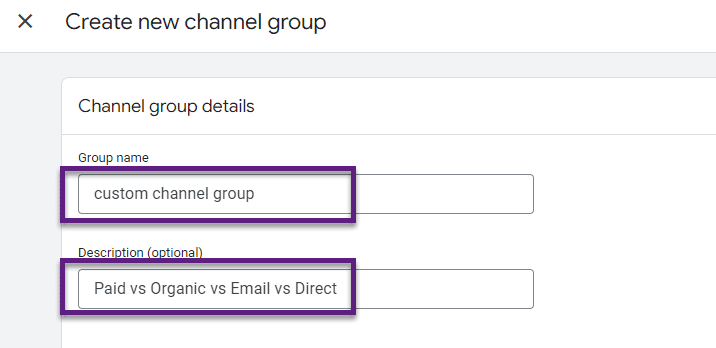 channel grouping ga4