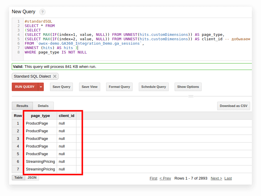 GA 360 demo data in Google BigQuery