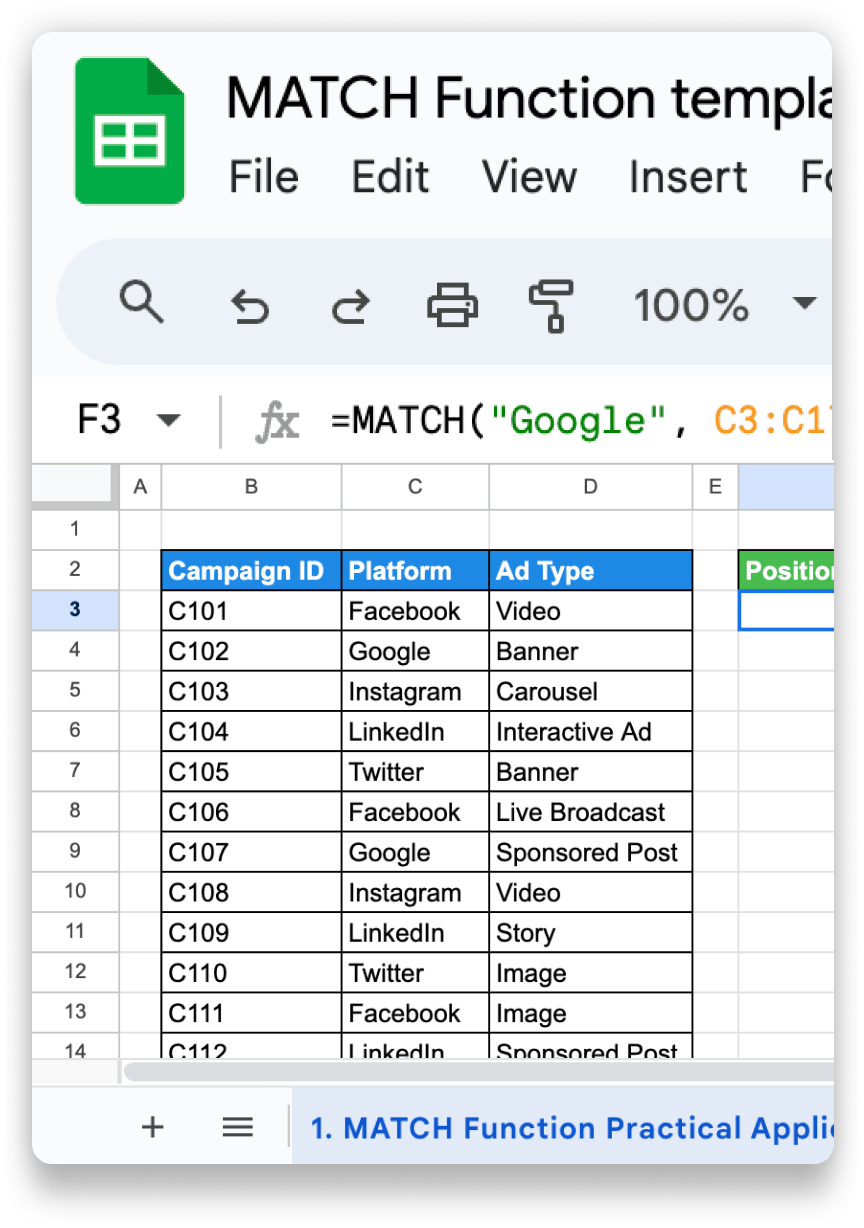 MATCH function template