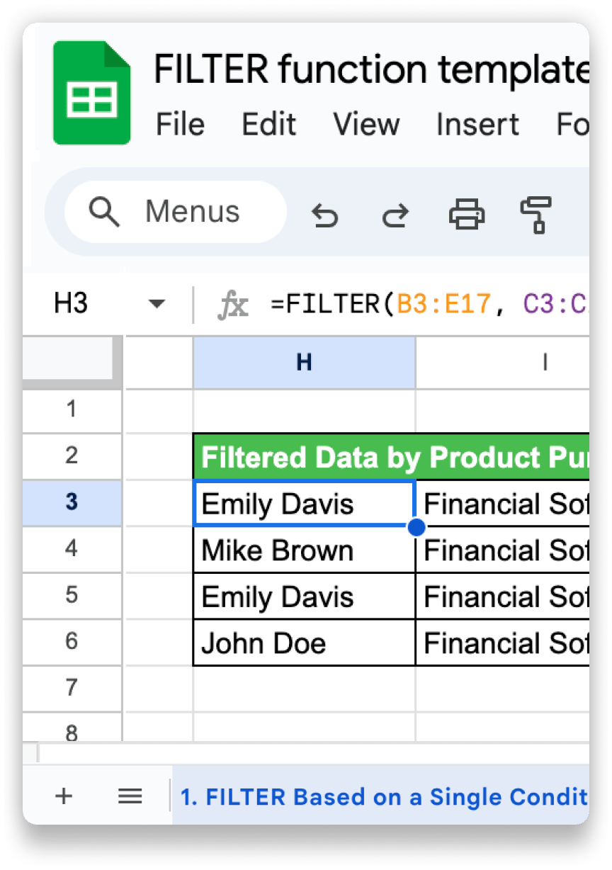 FILTER Function template
