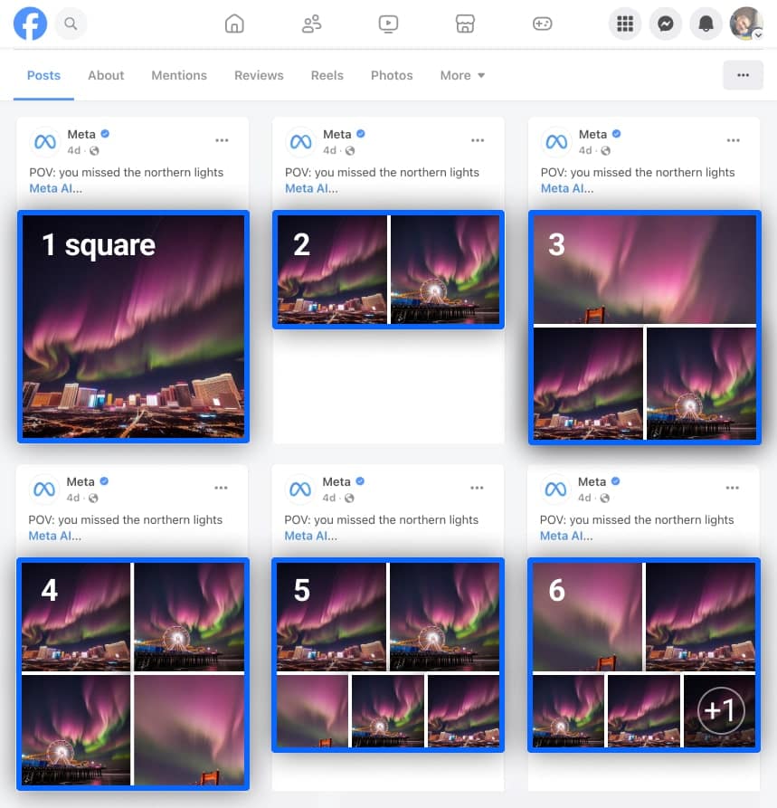 Multiple square images as they appear in posts