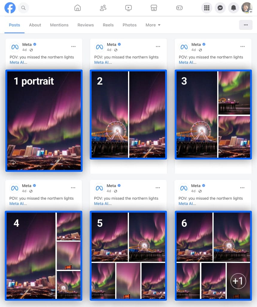 Multiple portrait images as they appear in posts