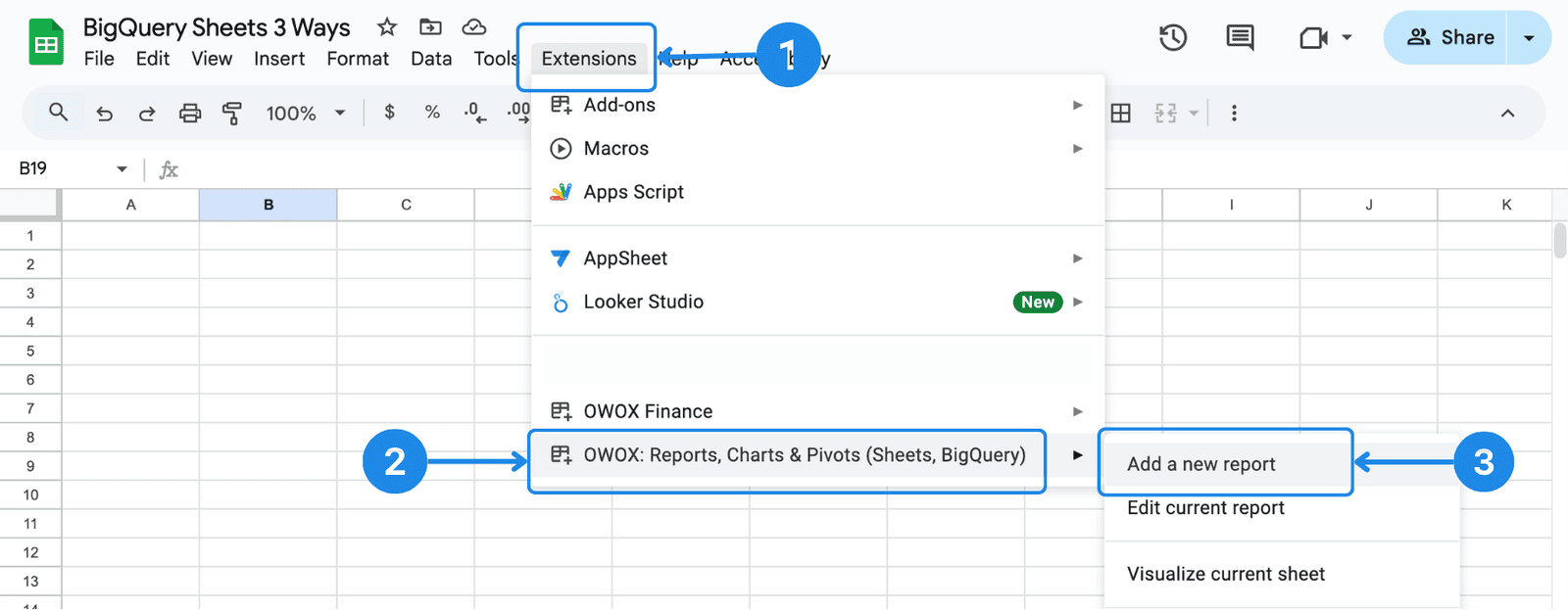 Connect BigQuery to Sheets