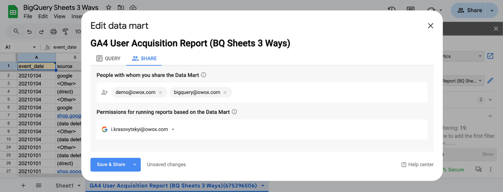 Delegated Access to Queries BigQuery