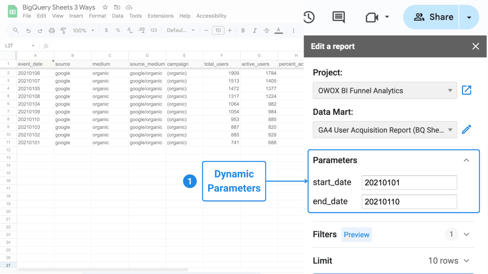 Dynamic Parameters to Filter Data without SQL